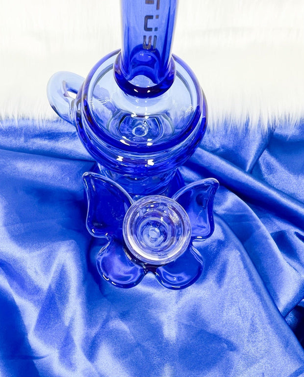 Lotus Blue Recycler Glass Water Pipe/Dab Rig