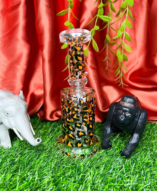 Cheetah Leopard Glass Water Pipe/Dab Rig