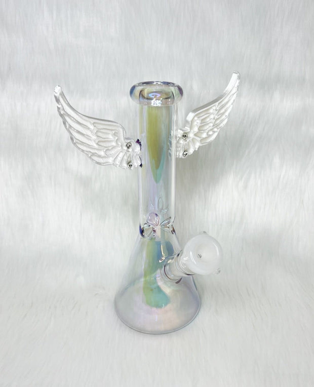 Angel Wings Iridescent Glass Water Pipe/Bong