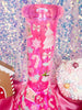 Pink Iridescent Christmas 8in Glass Water Pipe/Bong