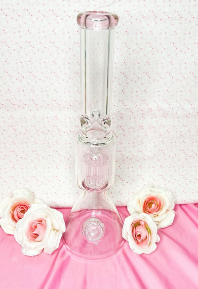 Pink 18 Inch Tree Perc Water Pipe/Bong