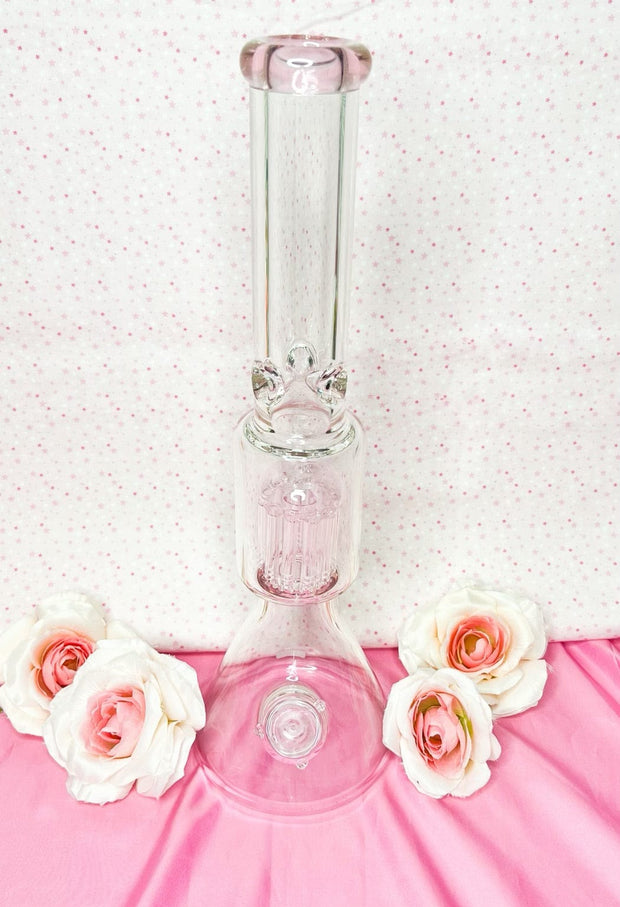 Pink 18 Inch Tree Perc Water Pipe/Bong