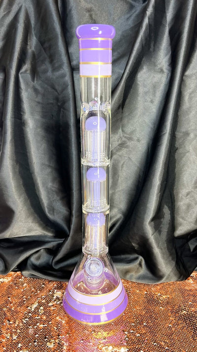 Purple Overload 22 Inch Triple Perc Glass Water Pipe/Bong