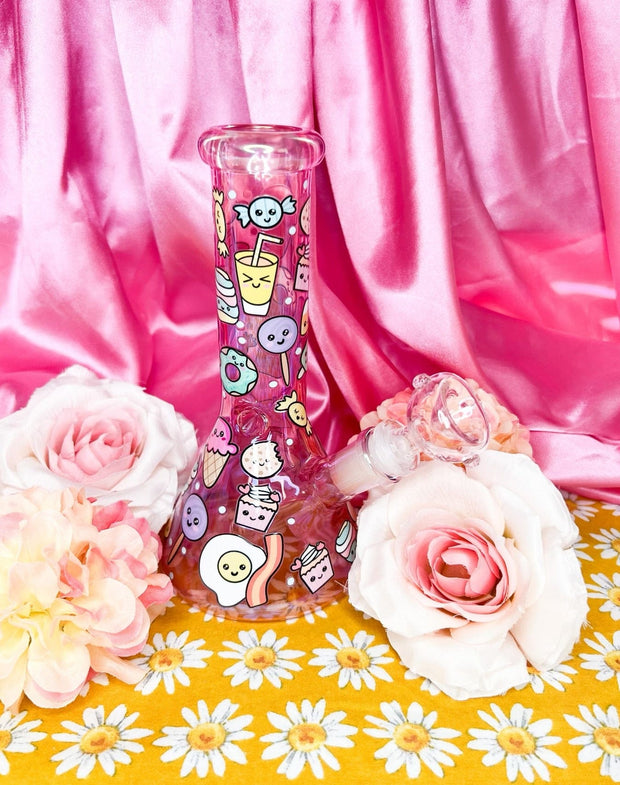 Pink Kawaii 10in Glass Water Pipe/Bong