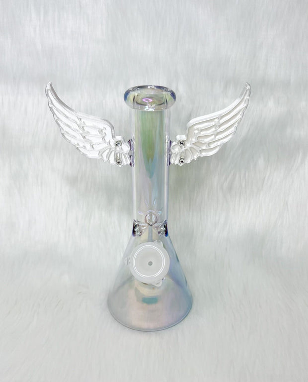 Angel Wings Iridescent Glass Water Pipe/Bong