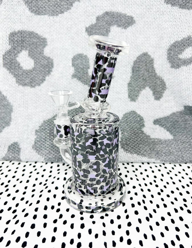 Cheetah Leopard Glass Water Pipe/Dab Rig