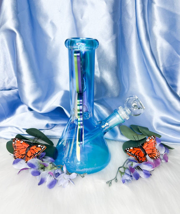 Neon Blue Butterfly Wings Water Pipe/Bong