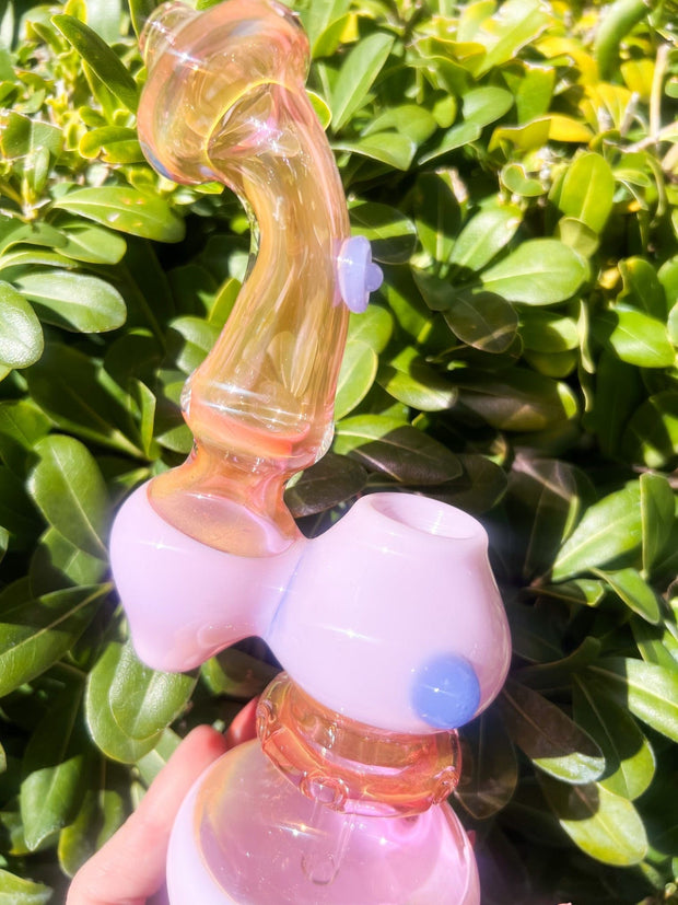 Milky Pink Fumed Glass Hand Pipe/Bubbler