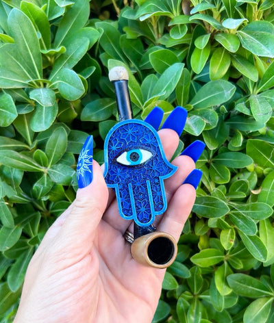 Hamsa Bamboo Wood Hand Pipe