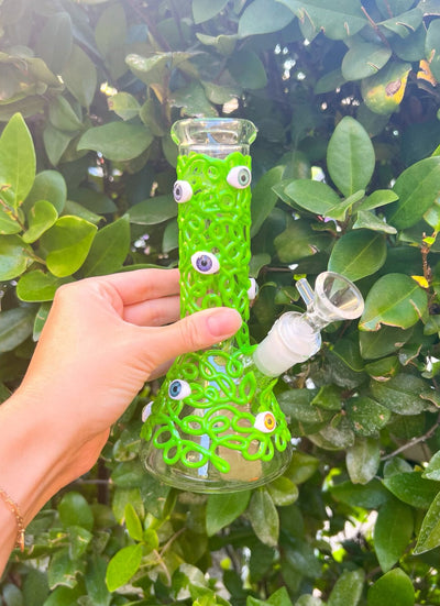 Green 8in Eyeballs Water Pipe/Bong