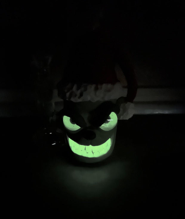 Grumpy Grinchy Fiend Bent Neck Glass Water Pipe/Rig