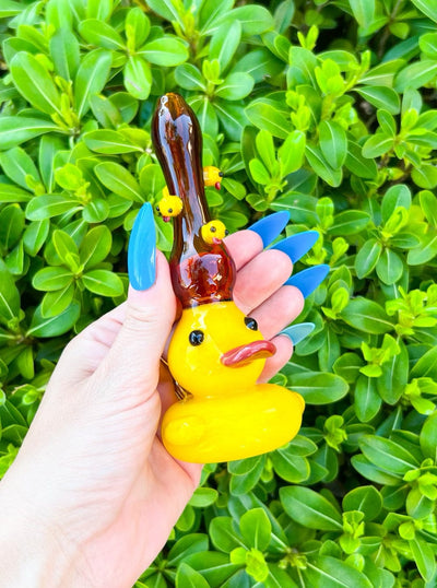 Cute Little Yellow Ducky Glass Hand Pipe