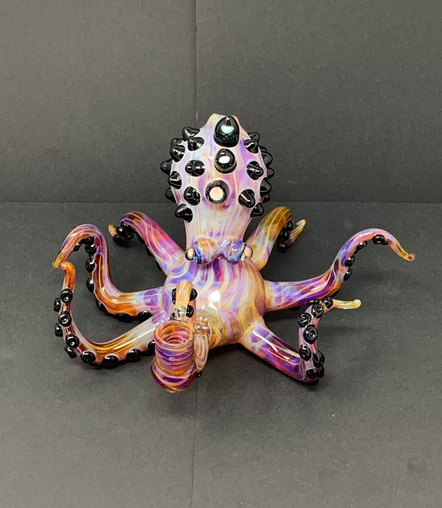 Izzy The Glassblower Amber Purple Galaxy Octopus Heady Glass Water Pipe/Dab Rig