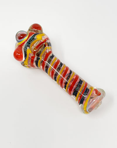 Red Yellow Swirl Dichro Glass Hand Pipe