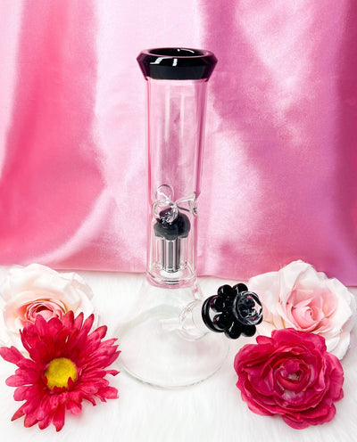 Black Daisy 10in Beaker Glass Water Pipe/Bong