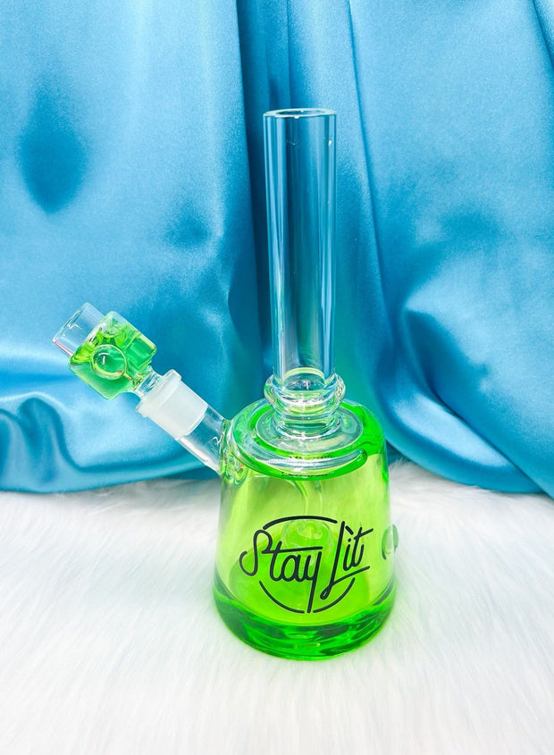 Freezable Glycerin Neon Straight Neck Glass Water Pipe/Dab Rig