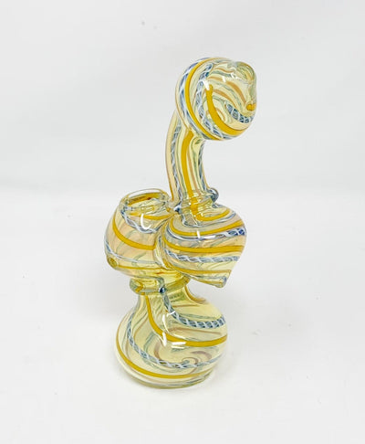 Yellow and Blue Swirl Glass Hand Pipe/Bubbler