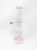 Pink Crystal Double Perc Glass Water Hand Pipe/Dab Rig