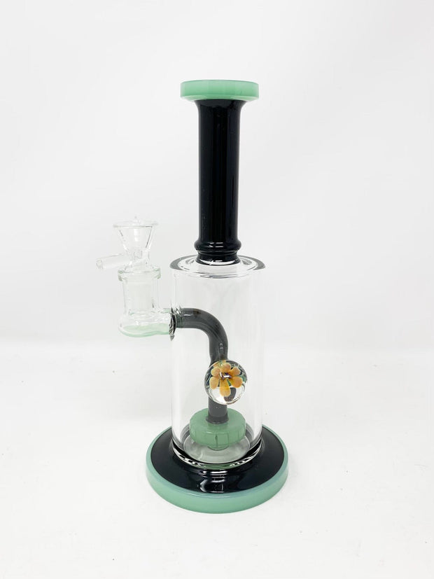 Black and Mint Glass Water Pipe/Dab Rig