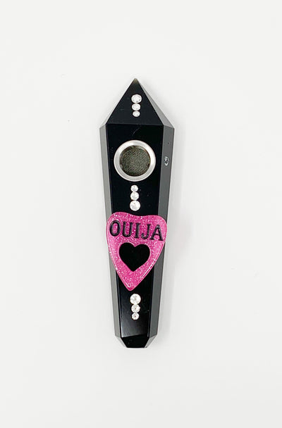 Black Obsidian Crystal Hand Pipe Pink Ouija Swarovski