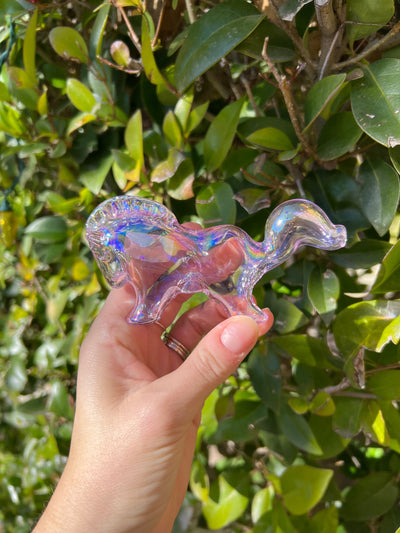 Pink Iridescent Unicorn Glass Hand Pipe