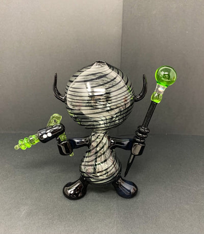 BossHaas Black Opal Slime Green Dab Dude Heady Glass Water Pipe/Dab Rig