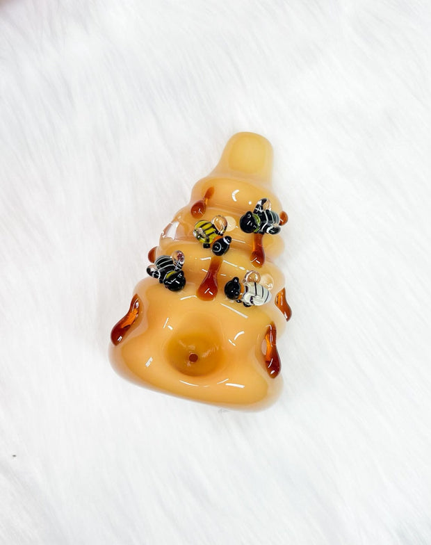 Honey Beehive Glass Hand Pipe