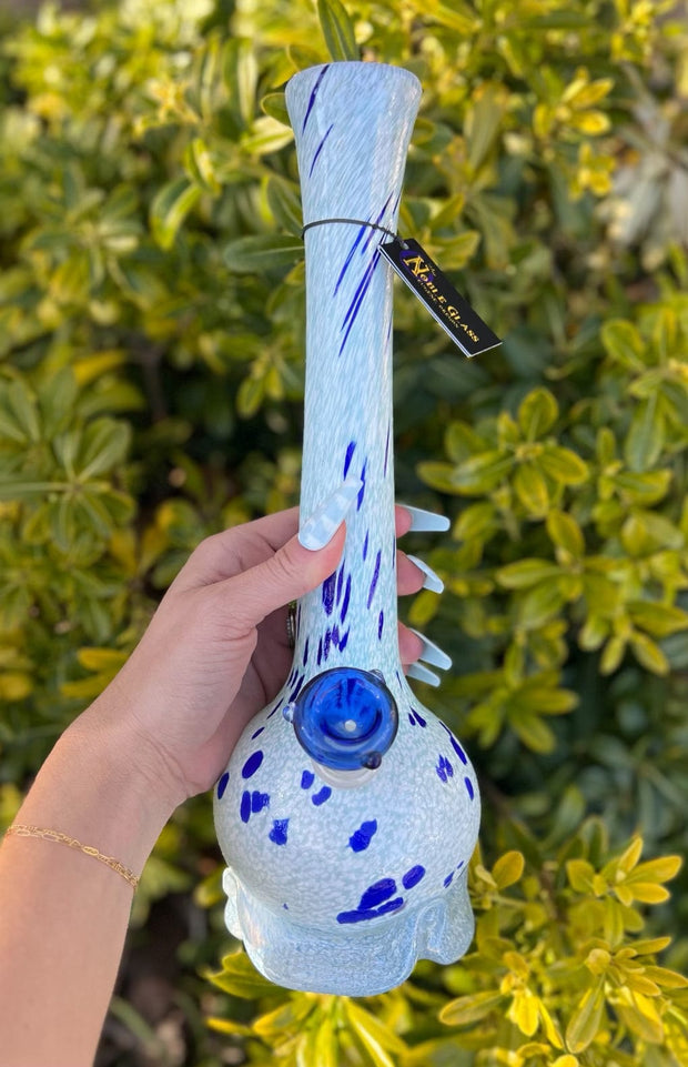 Noble Glass Ice Blue Speckled Heady Glass Water Pipe/Bong