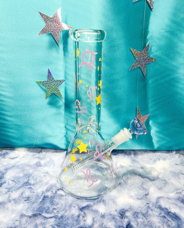 Zodiac Signs 12in Glass Water Pipe/Bong
