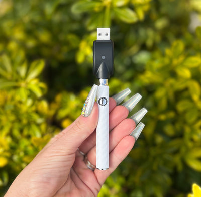 510 Threaded Battery White Carbon Fiber Vape Pen