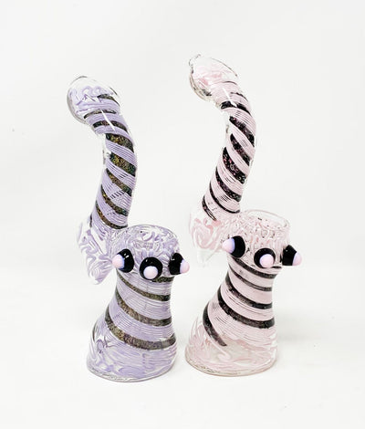 Pink Purple Dichroic Swirl Glass Hand Pipe/Bubbler