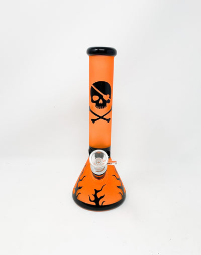 Orange Skull and Bones Water Pipe/Bong