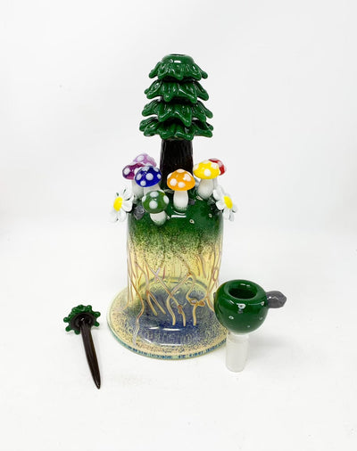 Los1Glass Rainbow Mushroom Tree Heady Glass Water Pipe/Dab Rig