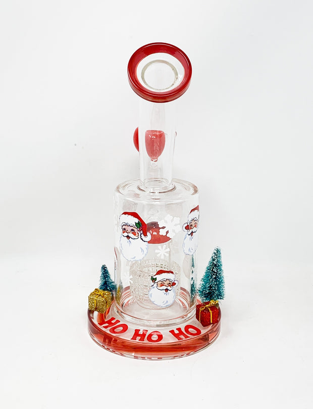 Santa Ho Ho Ho Bent Neck Glass Water Hand Pipe/Dab Rig