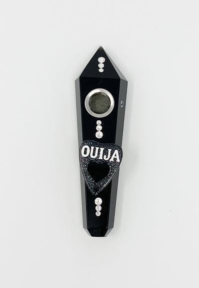 Black Obsidian Crystal Hand Pipe Ouija Swarovski