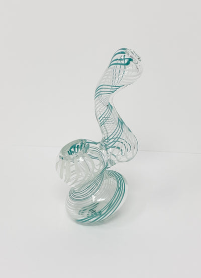 Mint and White Swirl Bubbler Glass Hand Pipe