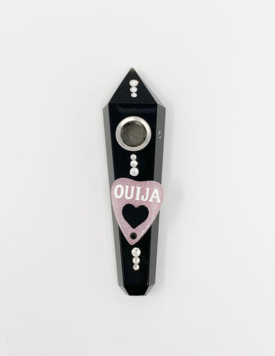 Black Obsidian Crystal Hand Pipe Light Pink Ouija Swarovski