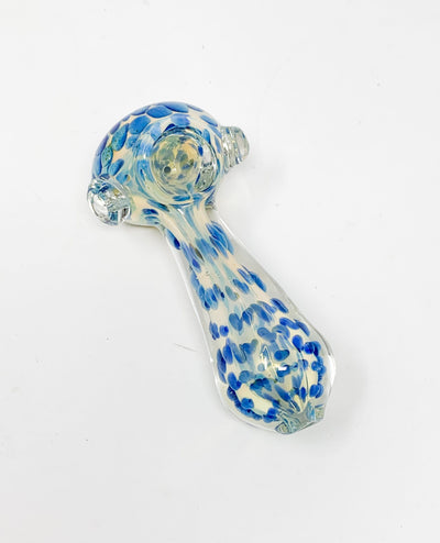 Blue Coral Hornet Head Glass Hand Pipe