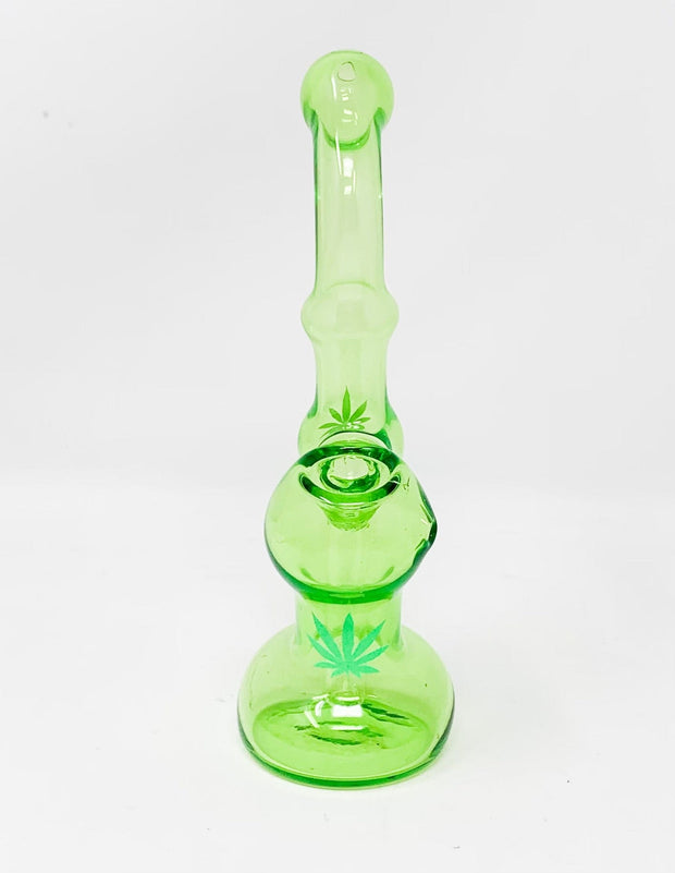 Green Weed Leaf Glass Hand Pipe/Bubbler