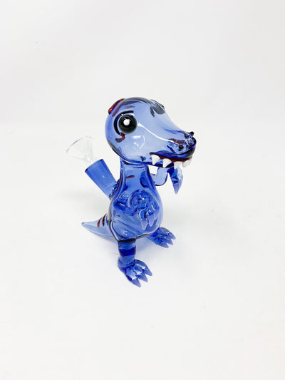 6.5in Blue Dinosaur T-Rex Glass Hand Pipe/Bong