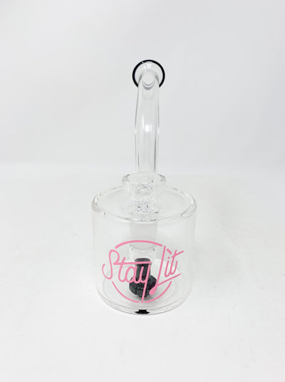 Pink StayLit 6in Barrell Glass Water Hand Pipe/Dab Rig