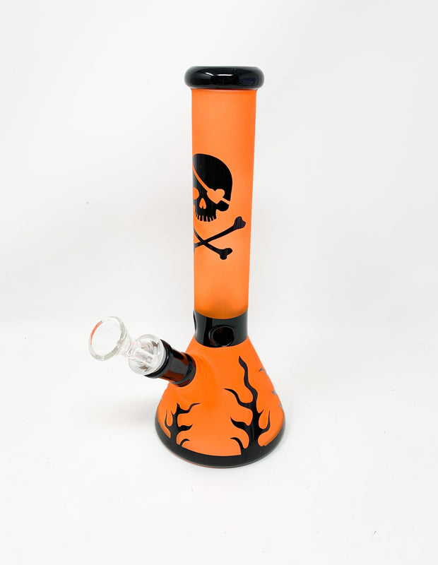 Orange Skull and Bones Water Pipe/Bong