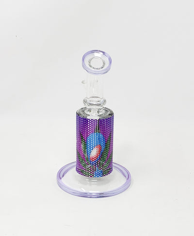 Stoner Alien Perforated Vinyl 6.5in Bent Neck Glass Water Hand Pipe/Dab Rig