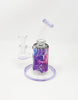 Pink Purple Marble Perforated Vinyl 6.5in Bent Neck Glass Water Hand Pipe/Dab Rig