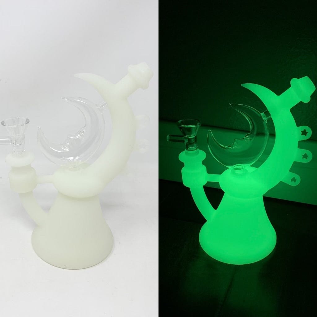 4 inch Glass & Silicone Hookah Water Pipe Glow in the Dark Smoking Bong  Bubbler