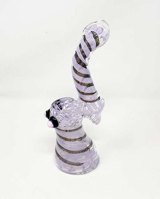 Pink Purple Dichroic Swirl Glass Hand Pipe/Bubbler