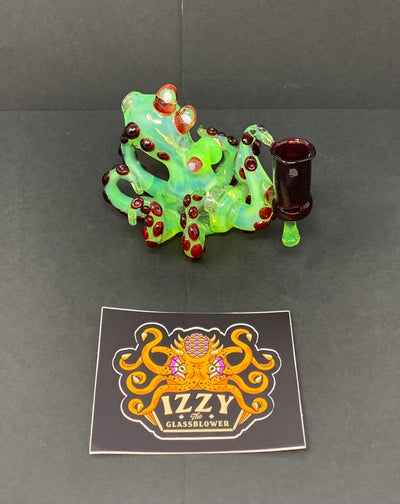 Izzy The Glassblower Slime and Red Elvis Mini Octopus Heady Glass Water Pipe/Dab Rig