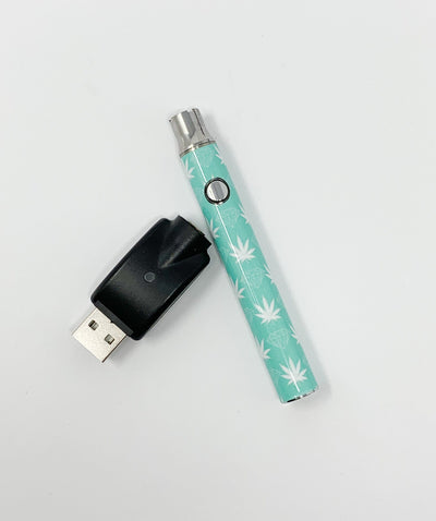 510 Threaded Battery Tiffany Blue Diamonds Weed Leaves Starter Kit