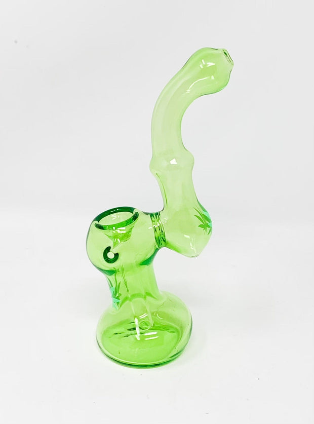 Green Weed Leaf Glass Hand Pipe/Bubbler