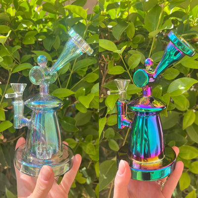 Iridescent 7 Inch Glass Water Pipe/Dab Rig